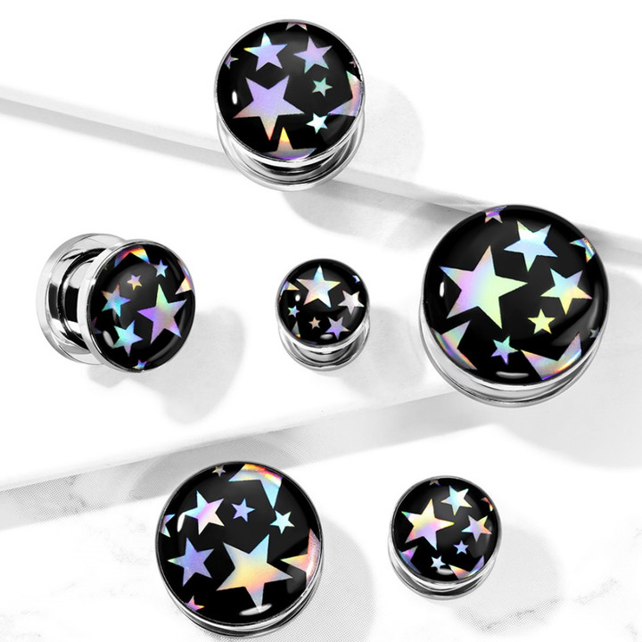 Super Stars Hologram Screw-Fit Tunnels (2g-5/8") Super Stars Hologram Screw-Fit Tunnels (2g-5/8")