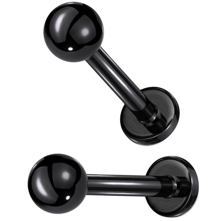 2PC 20G-16G Ball Push Top Black Labret Monroe Studs 2PC 20G-16G Ball Push Top Black Labret Monroe Studs