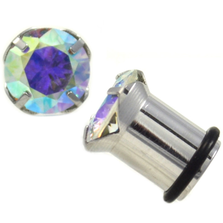 AB CZ Top Single Flared Steel Plugs (8G-5/8")