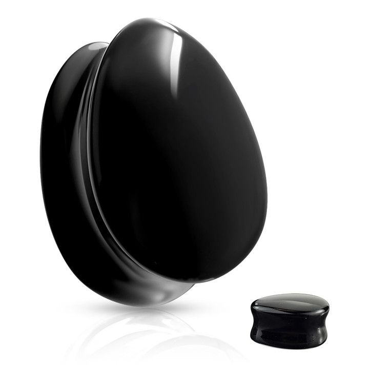 Black Teardrop Shaped Glass Plugs (1g-5/8") Black Teardrop Shaped Glass Plugs (1g-5/8")
