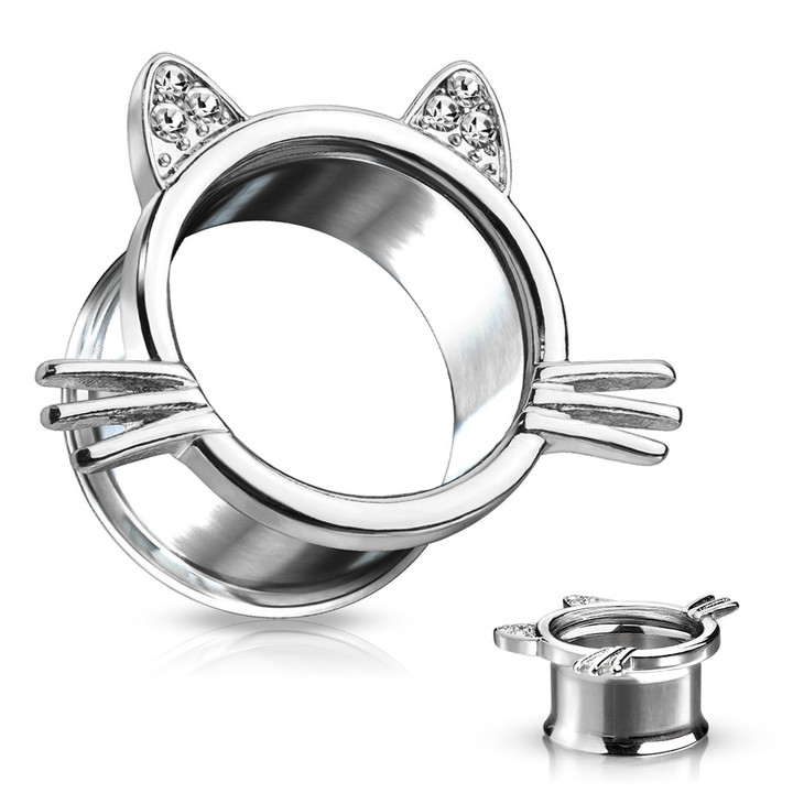 Kitty Cat Double Flared Steel Tunnels (0g-5/8") Kitty Cat Double Flared Steel Tunnels (0g-5/8")