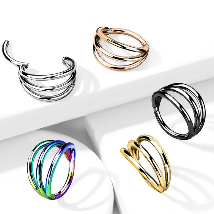 Triple Hoop G23 Titanium Hinged Segment Ring Hoop Triple Hoop G23 Titanium Hinged Segment Ring Hoop