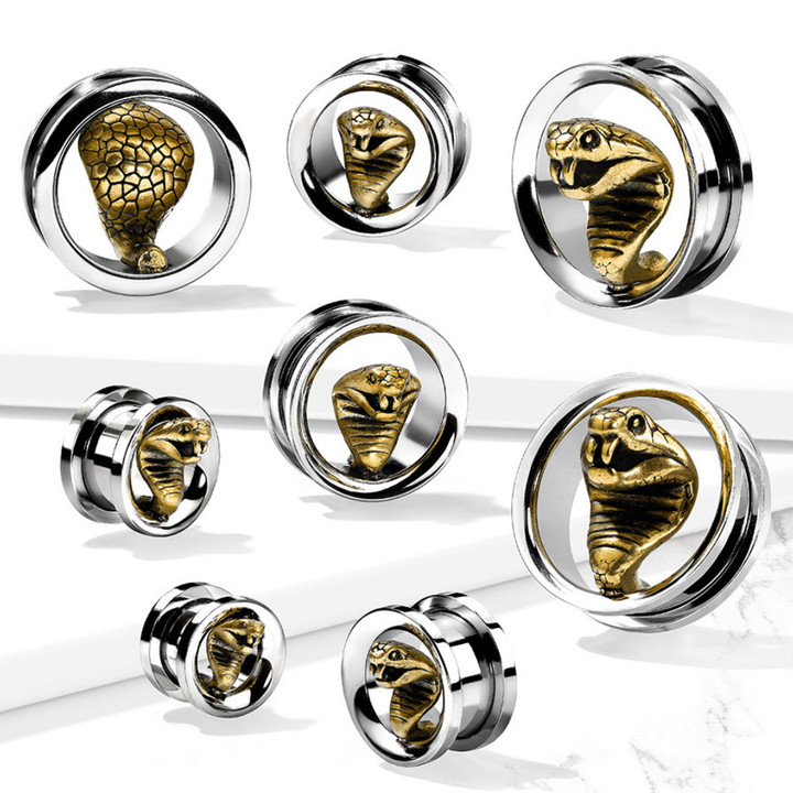 Two-Tone Cobra Screw-Fit Steel Tunnels (00g-1") Two-Tone Cobra Screw-Fit Steel Tunnels (00g-1")