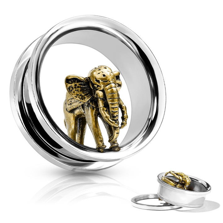 Two-Tone Elephant Screw-Fit Steel Tunnels (00g-1") Two-Tone Elephant Screw-Fit Steel Tunnels (00g-1")