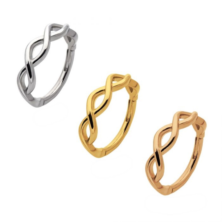 Twisted Spiral Hinged Segment Ring Hoop 16G