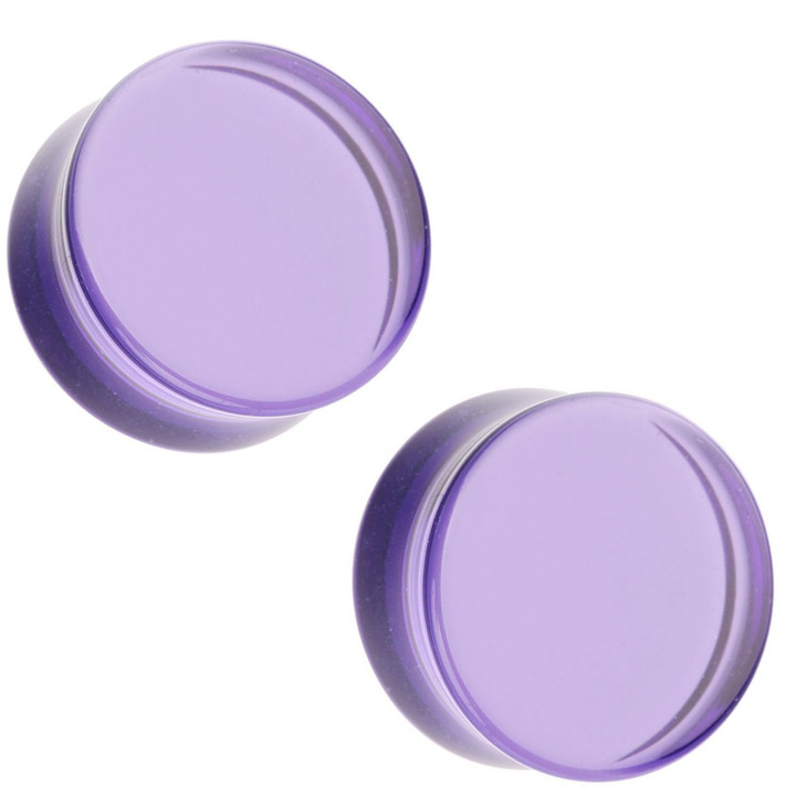 Purple Flat Glass Plugs Double Flared (2g-1") Purple Flat Glass Plugs Double Flared (2g-1")