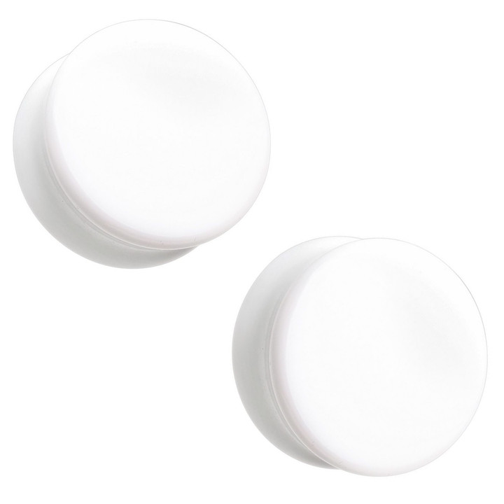 White Flat Glass Plugs Double Flared (2g-1") White Flat Glass Plugs Double Flared (2g-1")