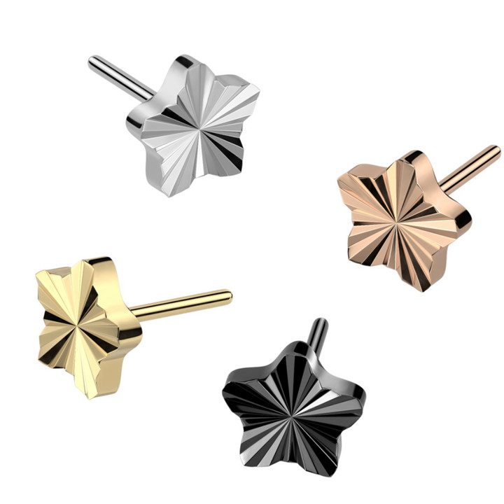 Diamond Cut Star Push-in Titanium Top (Use with Threadless Posts) Diamond Cut Star Push-in Titanium Top (Use with Threadless Posts)