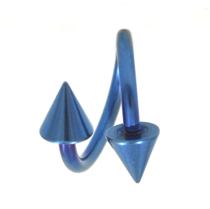 4mm spike end royal blue titanium twister piercing