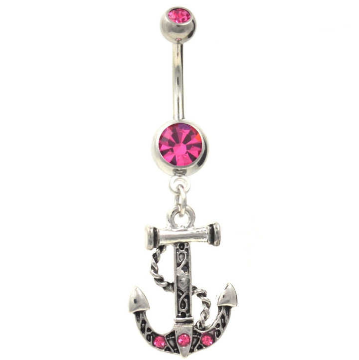 Pink Vintage Steel Anchor Belly Ring