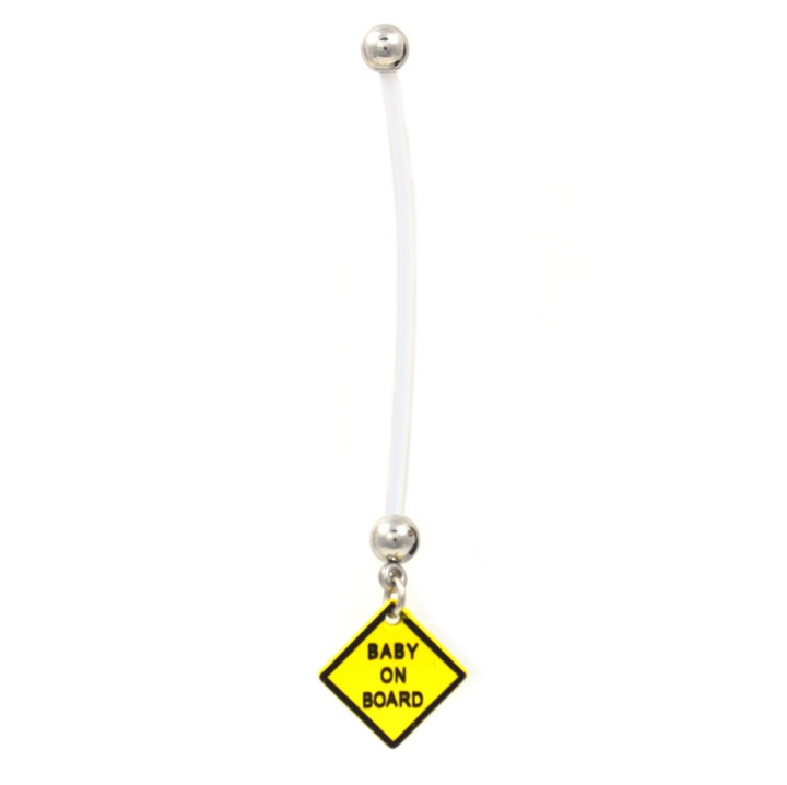 Baby On Board Sign Flexible Maternity Belly Ring 2" Long