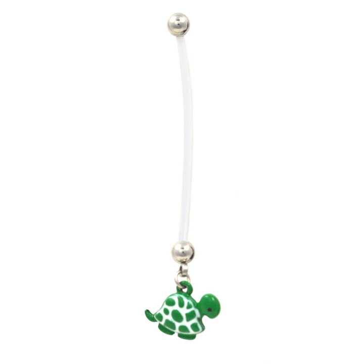 Cute Green Turtle Flexible Maternity Belly Ring 2" Long