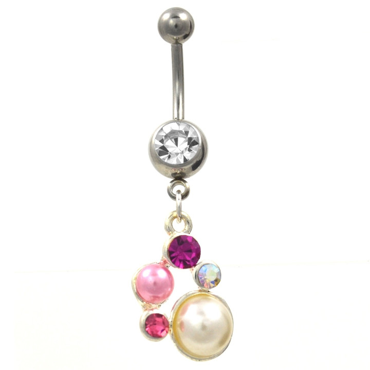 Fancy Pearlescent Circle Dangle Belly Ring