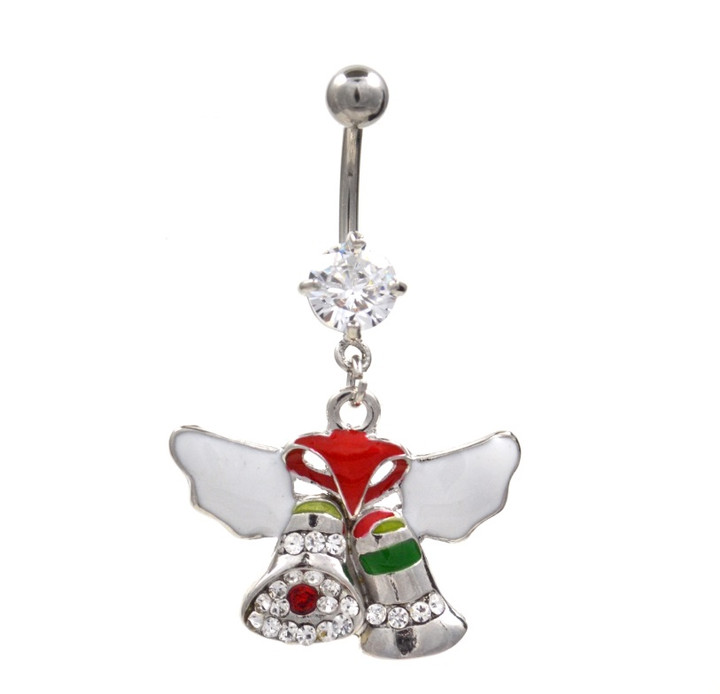 Angel Wings Christmas Bells Dangle Belly Ring