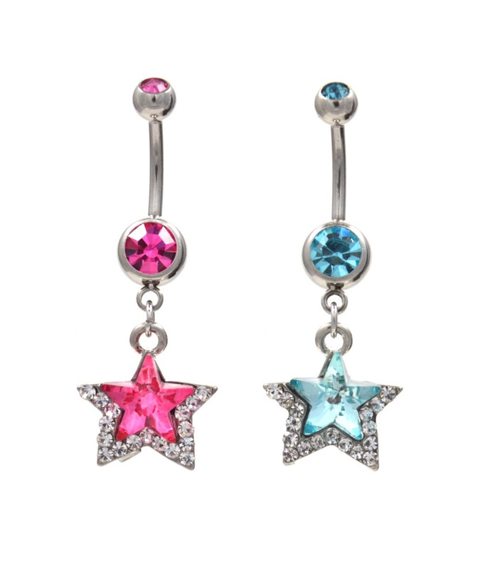 Pure Gem Star Dangle Belly Ring Pure Gem Star Dangle Belly Ring