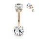 Rose Goldtone Double CZ Int. Threaded Belly Ring