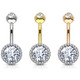 Double Tier Clear CZ Center Steel Belly Ring