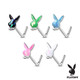 Opalescent Glitter Playboy Bunny L-Shaped Nose Ring 