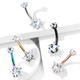 Double Jeweled CZ Star Int. Threaded Steel Belly Ring