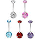 Prong Set Double CZ G23 Titanium Belly Ring