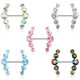 PAIR - Crystal Lines Steel Nipple Ring Barbells