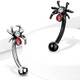 Red Tear Spider Surgical Steel Curved Barbell