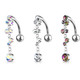 Top Down Crystal Cascade Dangle Steel Belly Ring