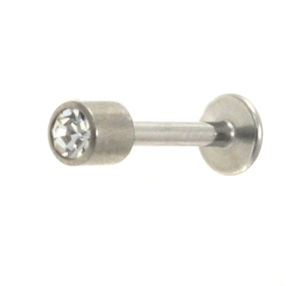 Victorian Style Clear Gem Steel Labret 16G | BodyDazz.com