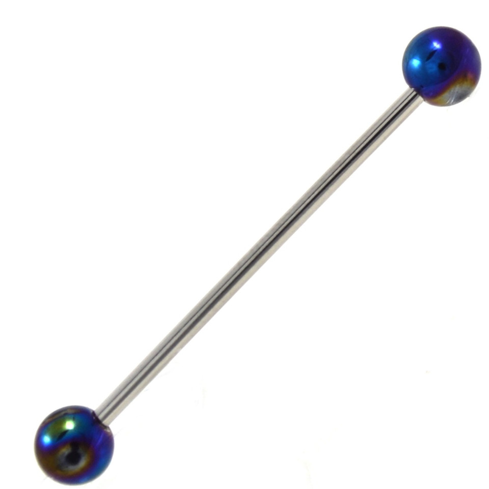 Metallic Rainbow Balls Industrial Barbell 14g 38mm