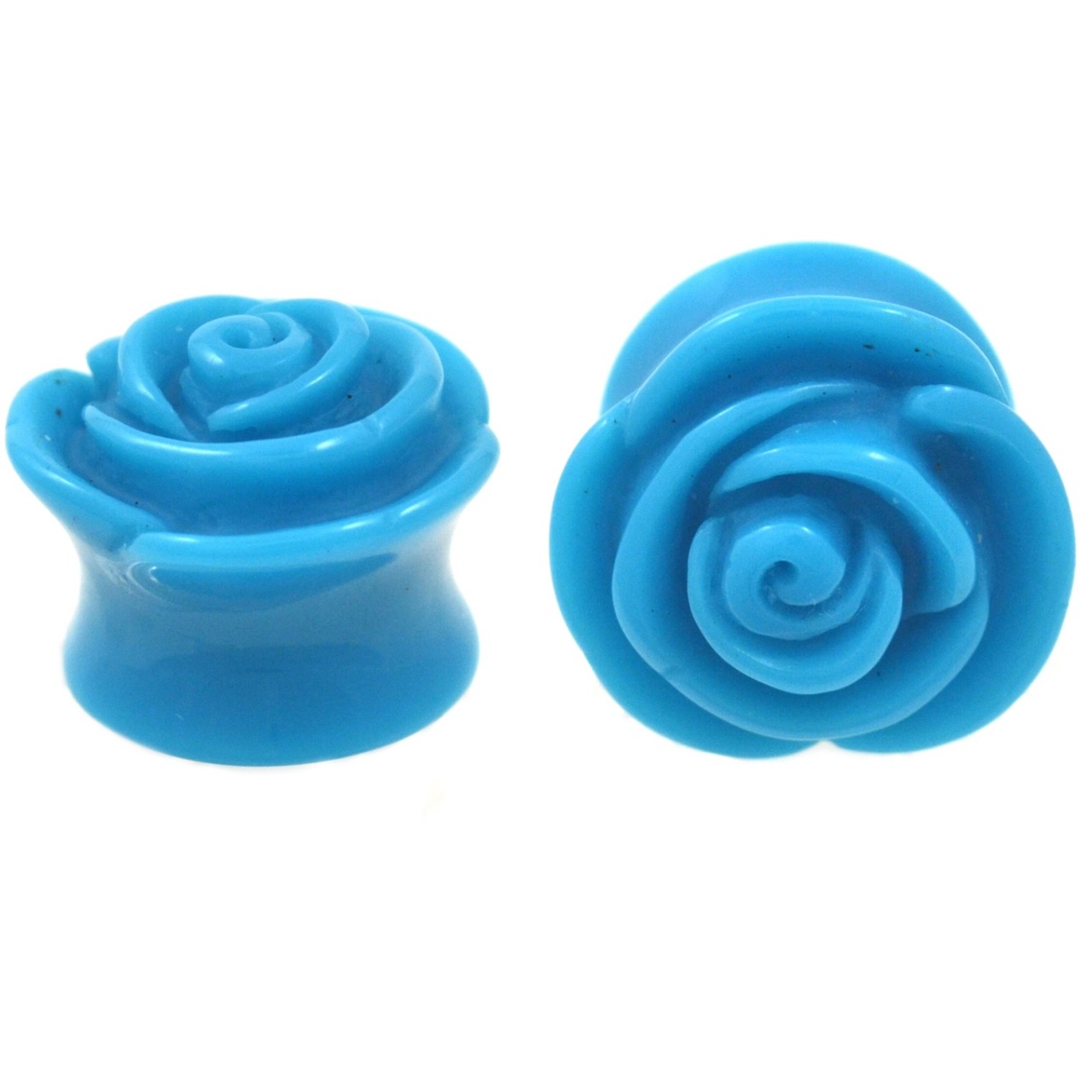 Acrylic Turquoise Rose Dbl Flared Plugs (4g-5/8