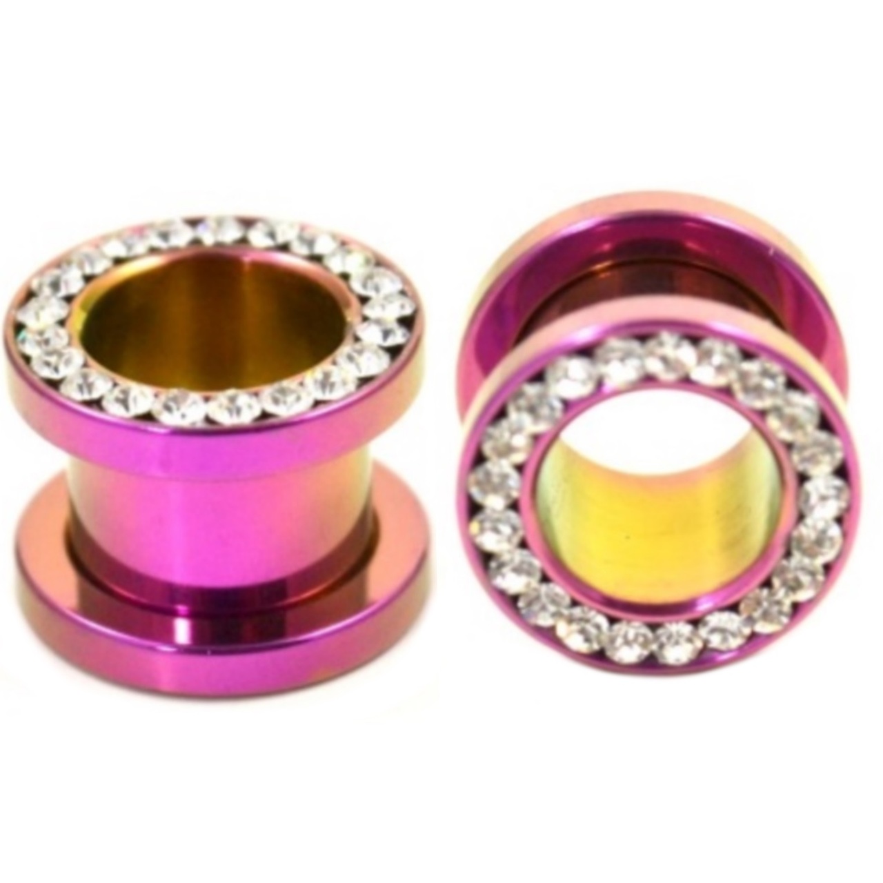 Purple Titanium Gem Rim Screw Fit Tunnels (8g1/2") BodyDazz