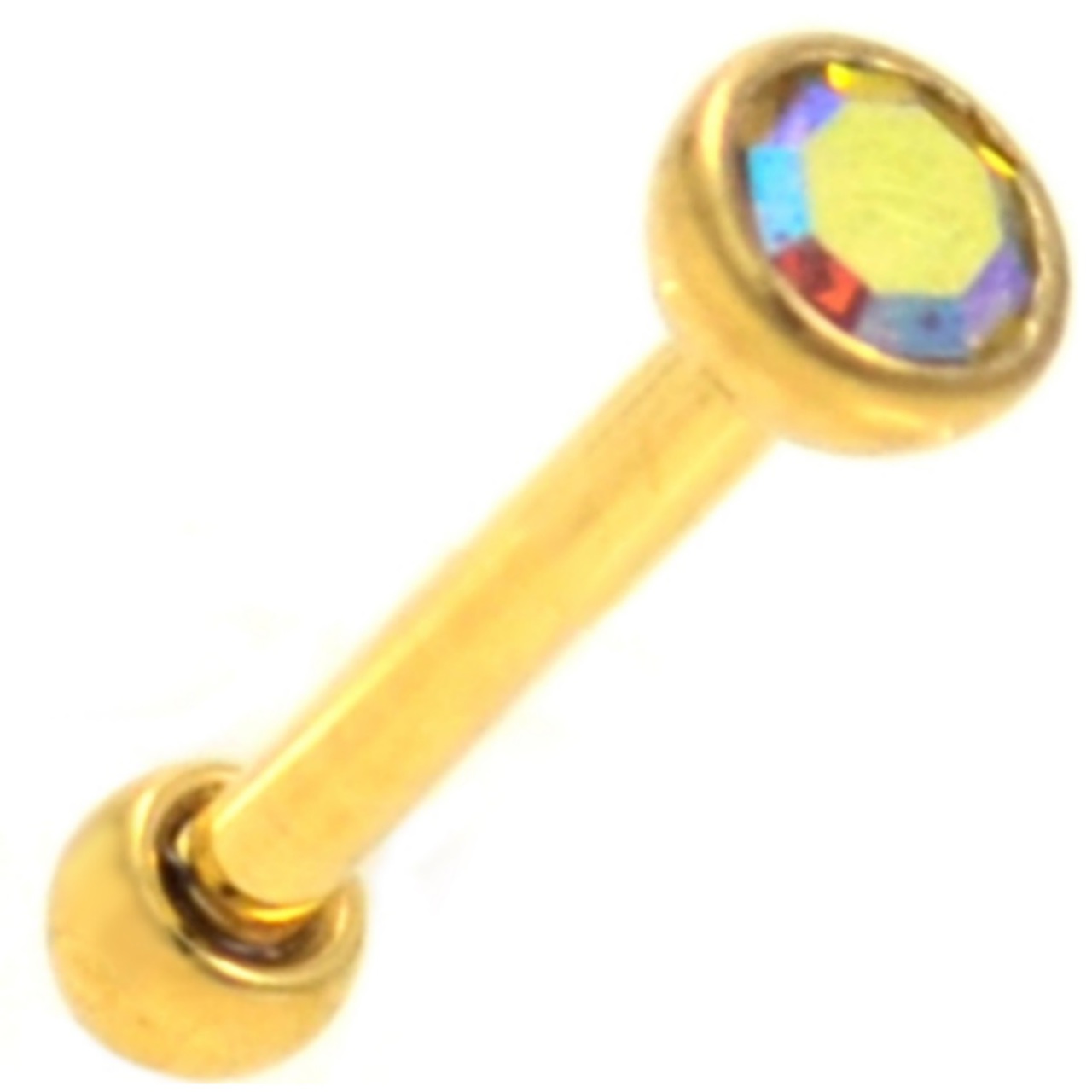 Gold Plated AB CZ Cartilage/Helix Barbell 18g