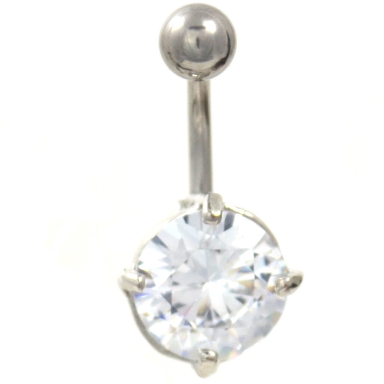 10mm Prong Set Clear Gem Stone Belly Ring | BodyDazz.com