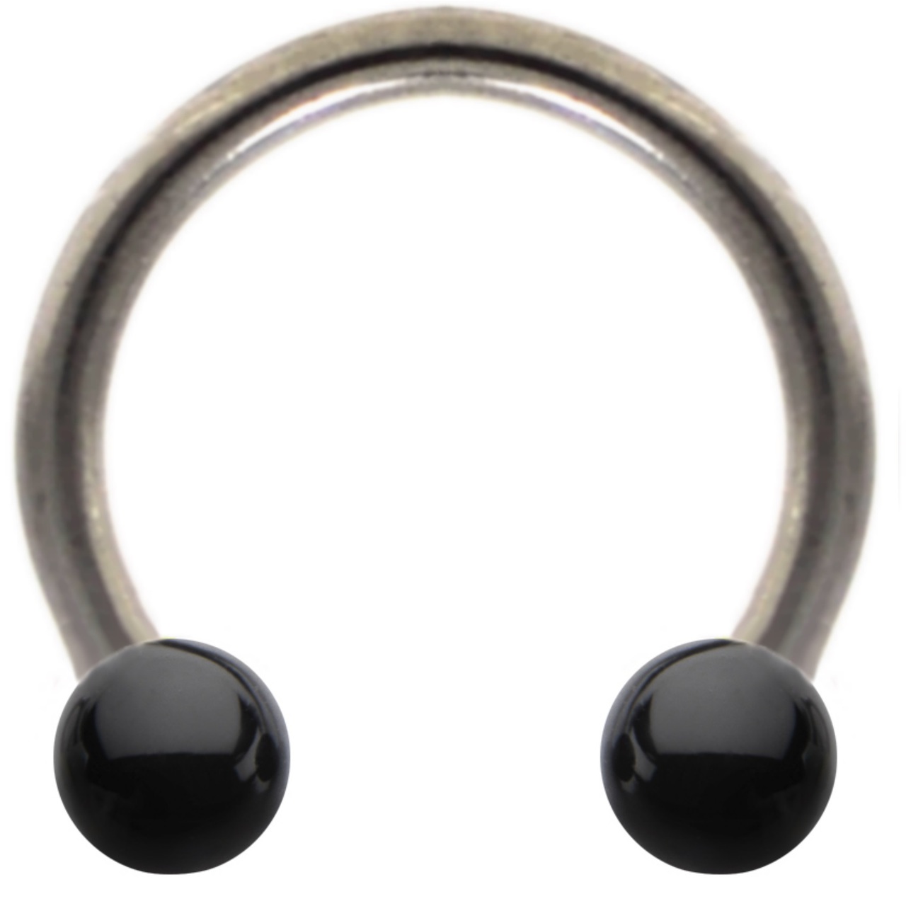 Black Ceramic Ball Steel Horseshoe Ring 16G | BodyDazz.com