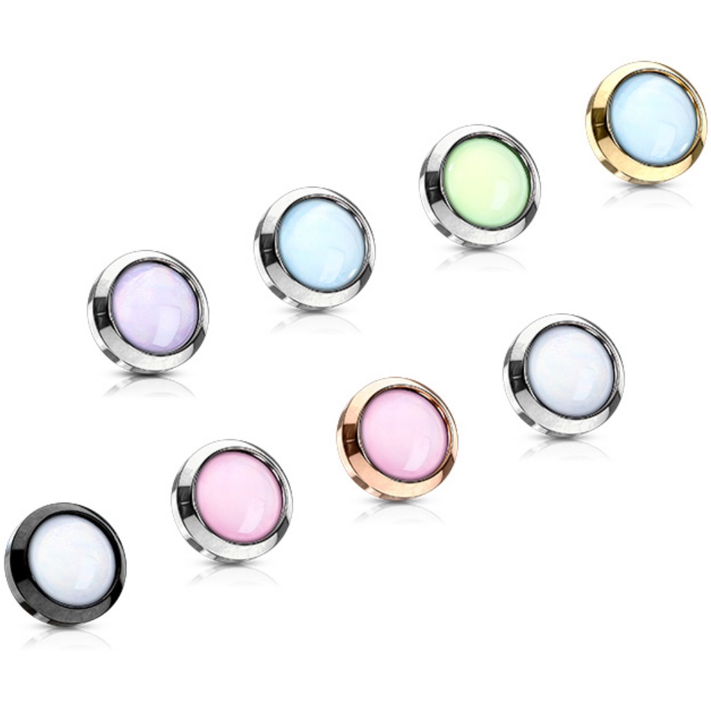 melodie Arne capsule Luminous Epoxy Stone Steel Dermal Anchor Top | BodyDazz.com