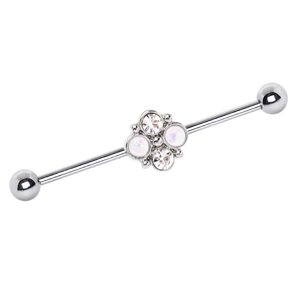 Fancy Flower Steel Industrial Bar 14G-38mm | BodyDazz.com