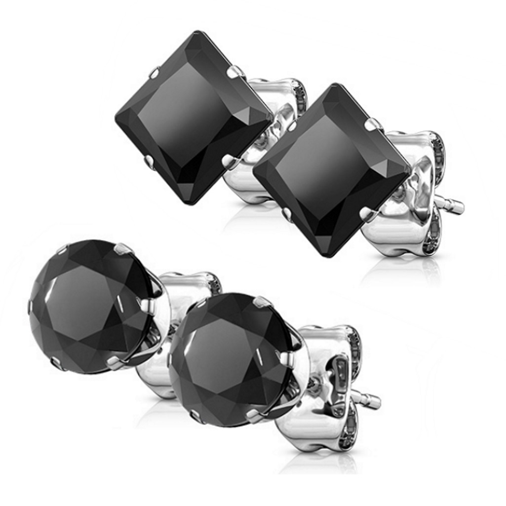 1.25 Carats Men's 6mm Square Black Cz Stud Earrings - Walmart.com