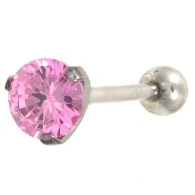 Single Illuminating Stone Tongue Ring Barbell – 14G Surgical Steel Body Jewelry With Gem