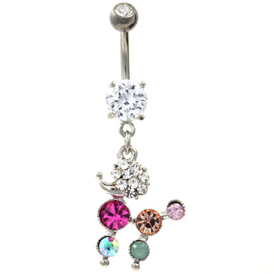 Rainbow Gems Primped Poodle Belly Ring | BodyDazz.com