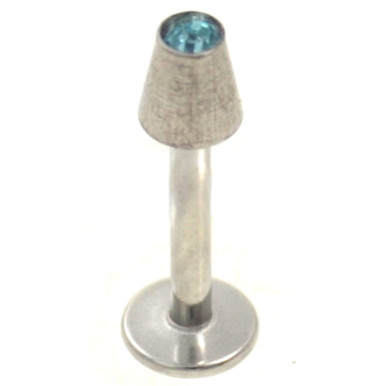 Aqua Cz Gem Cone Top Labret Monroe Stud - 16G | BodyDazz.com