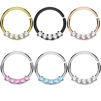 Five CZ Septum Cartilage Hoop 16G 3/8