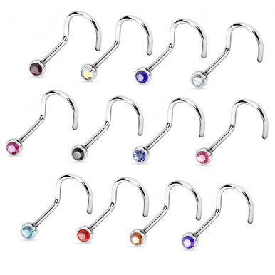 12-Piece Value Pack Press Fit CZ Top Nose Screw Rings | BodyDazz.com