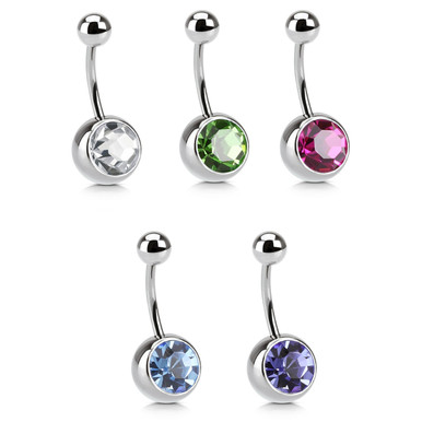 5-Color Set Big Bling Belly Rings | BodyDazz.com