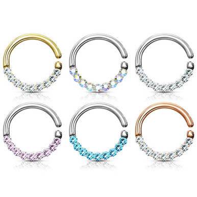 Half Circle CZ Lined Bendable Hoop | BodyDazz.com