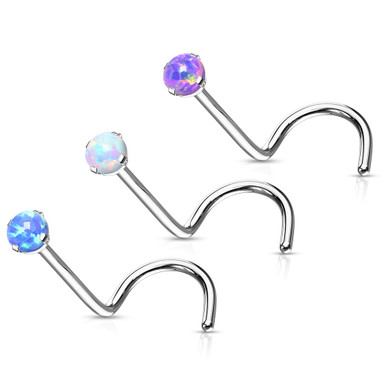 Synthetic Opal Top G23 Titanium Nose Screw Ring | BodyDazz.com