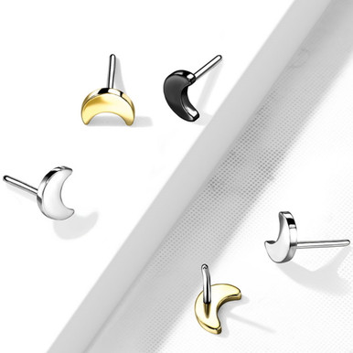 Crescent Moon Push-in Titanium Top (Use with Threadless Posts