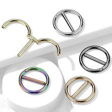 PAIR - 14G 12mm Unique Dual Hinge Design Nipple Ring Hoops