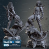 front back, 3D printed resin statue of Alien Vs Predator from AVP designed by Sanix3D Malix3D