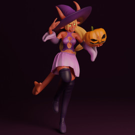 Plum the Pumpkin Spice Tiefling Witch
