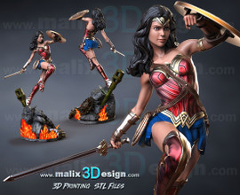 Zack Snyder Wonder Woman played by Gal Gadot in DC Comics' The Justice League resin figure made by Sanix3D